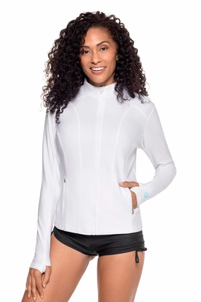 Women's Malawi Swim Jacket | White adjustable swimsuits for women, breathable swimwear for ladies