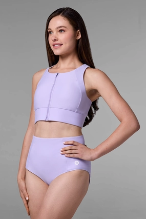 Women's Medley Zip-Up Swim Bra | Lavendula adjustable swimsuits for women, breathable swimwear for ladies