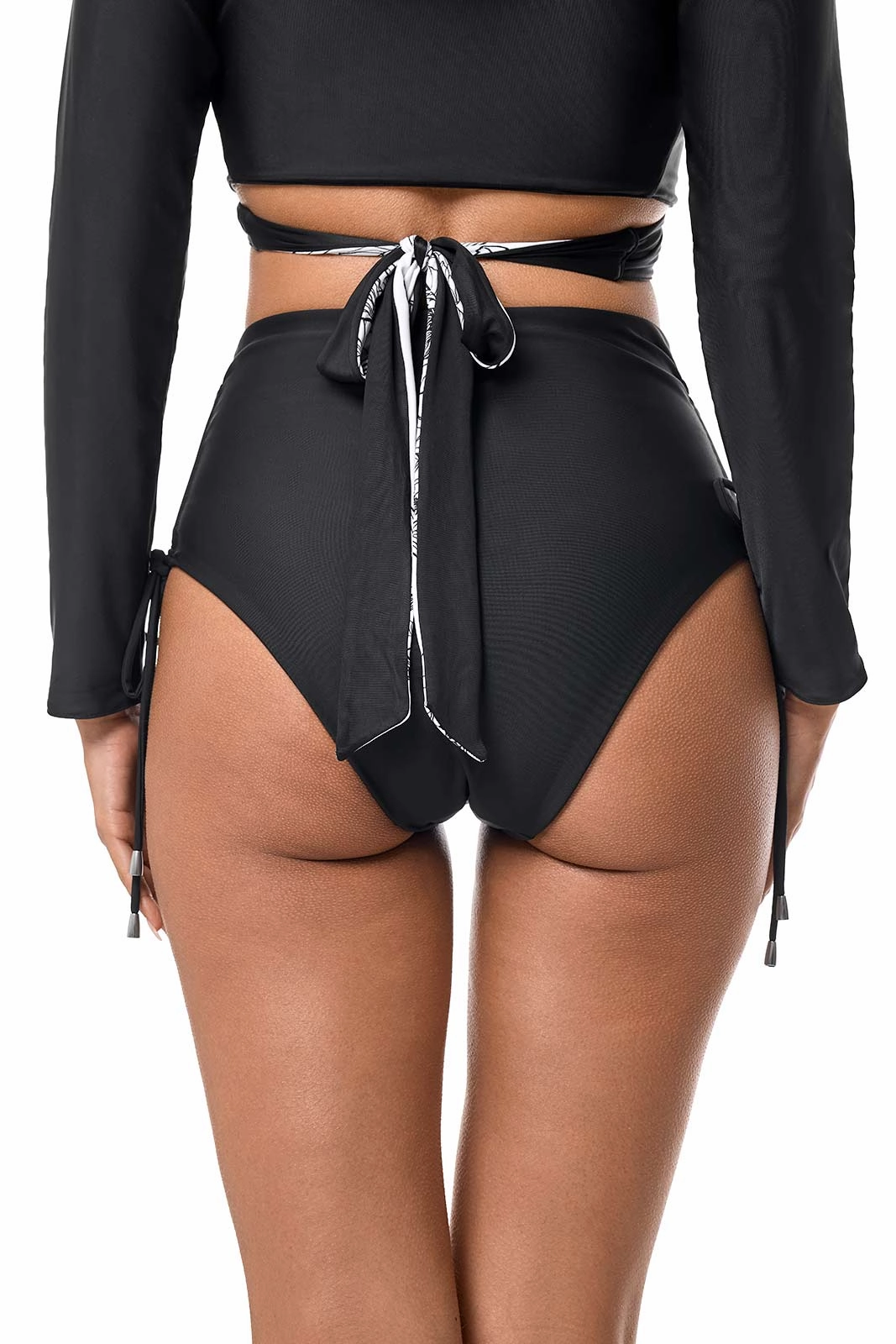 Women's Myrtle Reversible Ruche Adjustable Swim Bottoms | Black Reversible