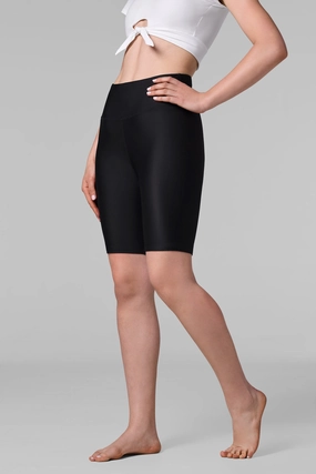 Women's Ocean Sculpt High Rise Swim Short | Black womens athletic swimwear, performance swimwear for women