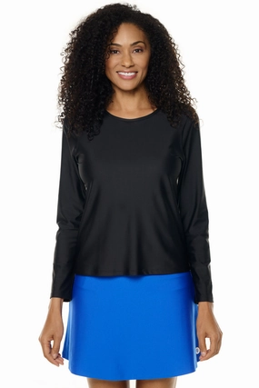 Women's Palmeto Long Sleeve Swim Shirt | Black womens athletic swimwear, performance swimwear for women
