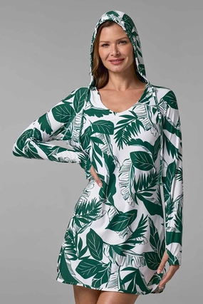 Women's Seacoast Swim Cover-Up Dress | Eden Palm Paradise womens athletic swimwear, performance swimwear for women