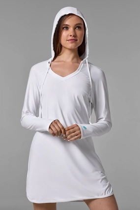 Women's Seacoast Swim Cover-Up Dress | White womens athletic swimwear, performance swimwear for women