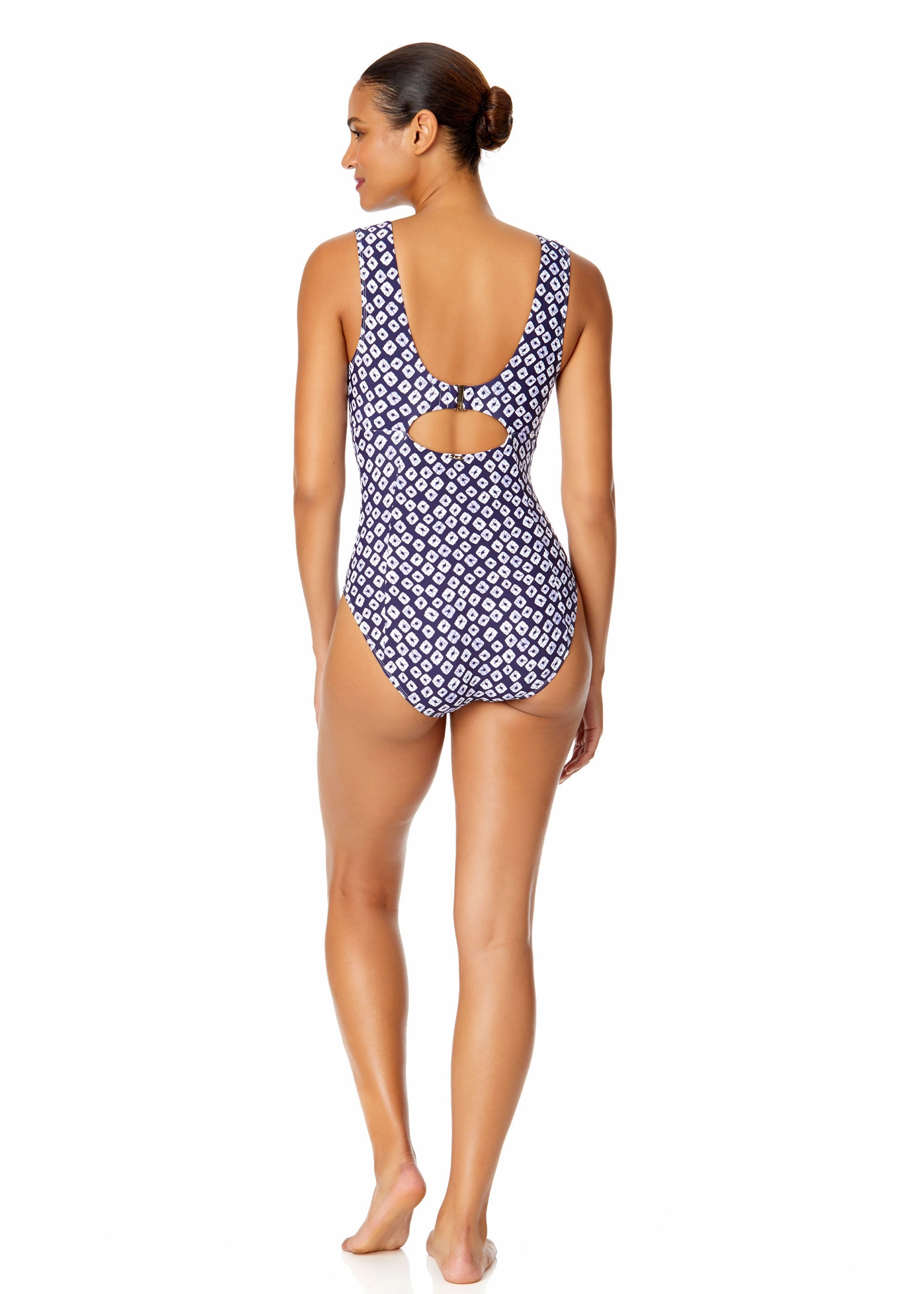 Women's Shibori Geo Underwire Panel One Piece Swimsuit