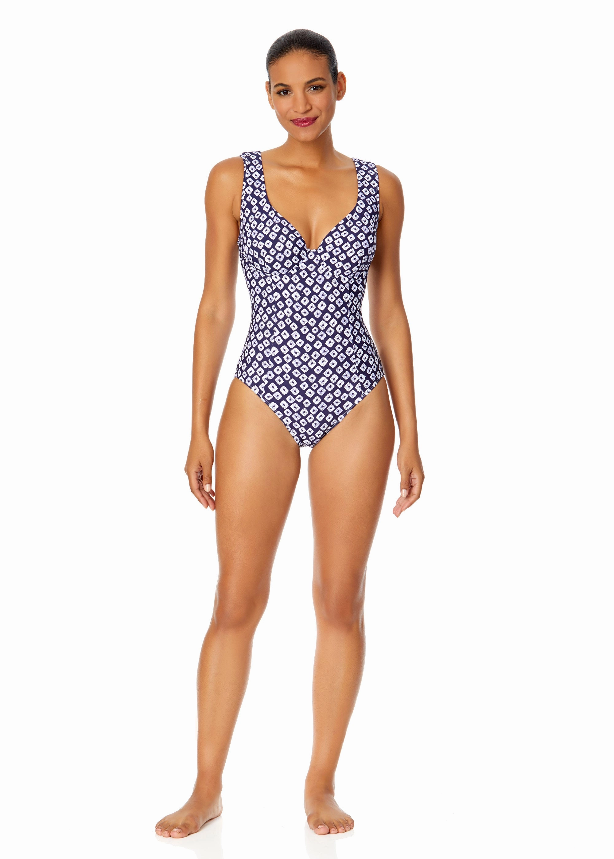 Women's Shibori Geo Underwire Panel One Piece Swimsuit