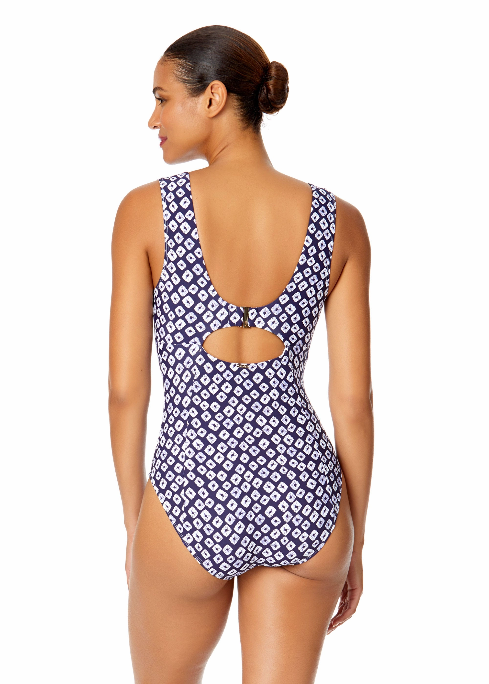 Women's Shibori Geo Underwire Panel One Piece Swimsuit