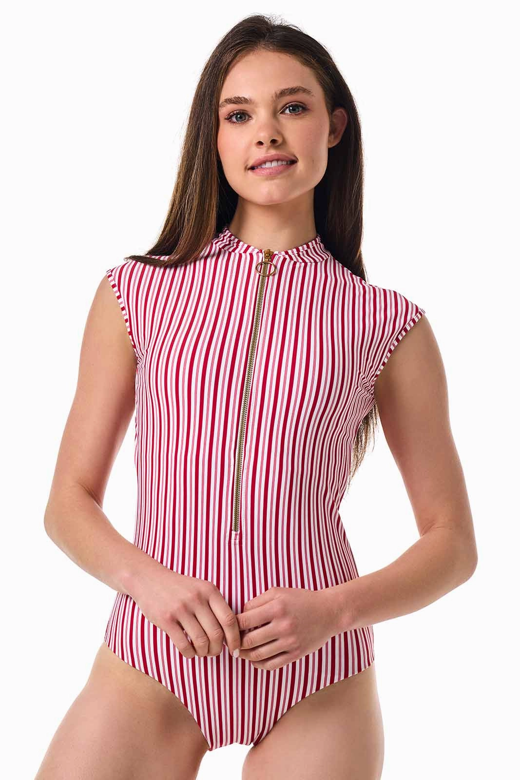 Women's Sweetwater Cap Sleeve One Piece | Cherry Stripe
