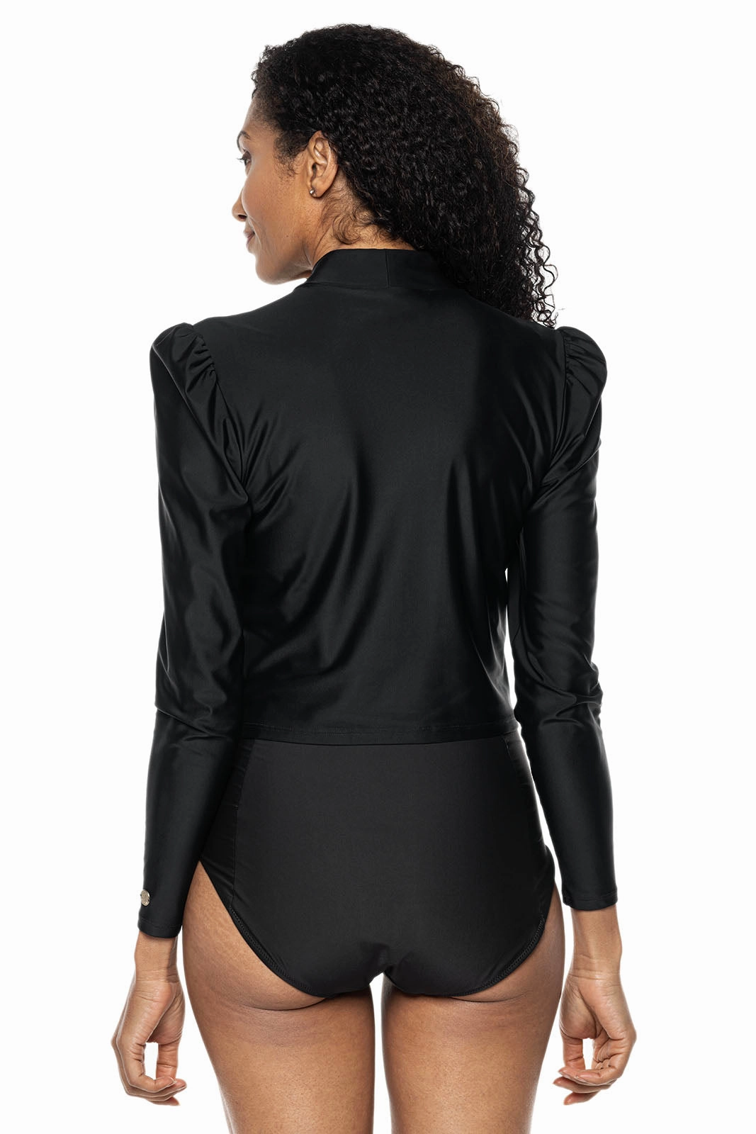 Women's Toscana Puff Sleeve Swim Top | Black