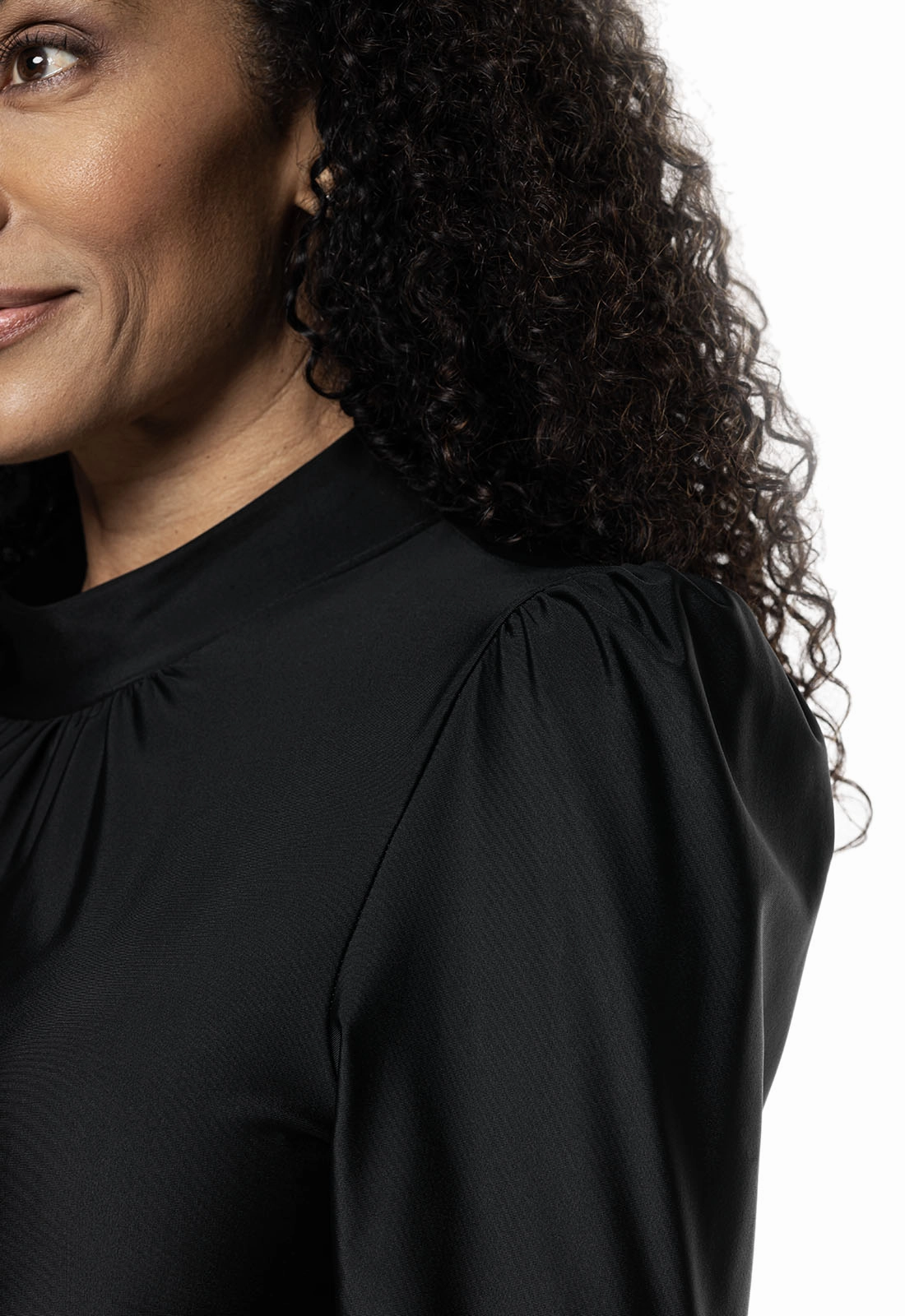 Women's Toscana Puff Sleeve Swim Top | Black