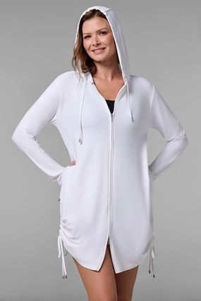 Women's Wailea Swim Cover-Up | White womens athletic swimwear, performance swimwear for women