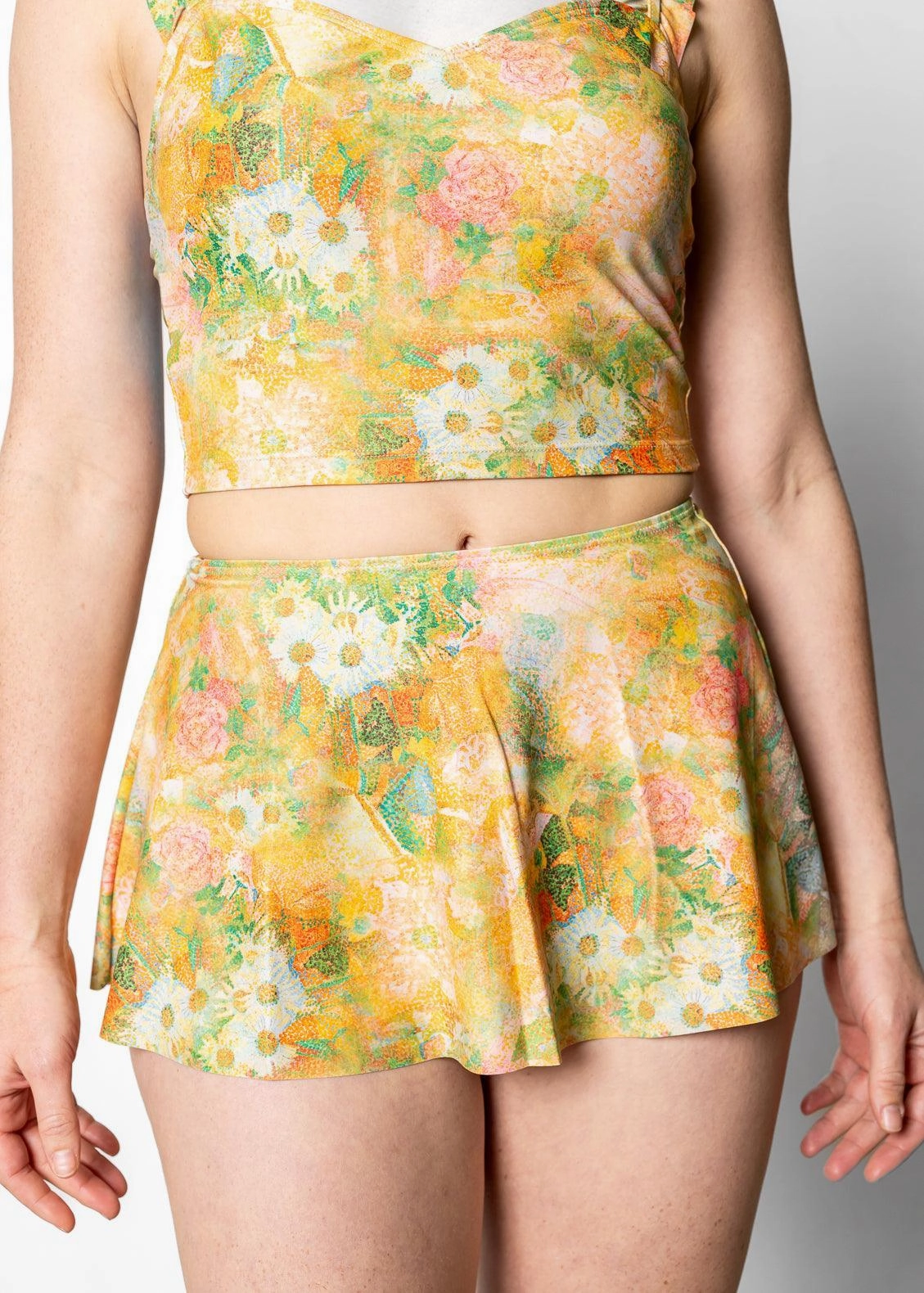 Wonderland Floral | Detached Short Skirt elastic waistband swim bottoms, mix-and-match bikini bottoms