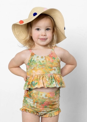 Wonderland Floral | Mini All Ruffled Up Bottoms toddler girl swimwear, summer swimwear for girls