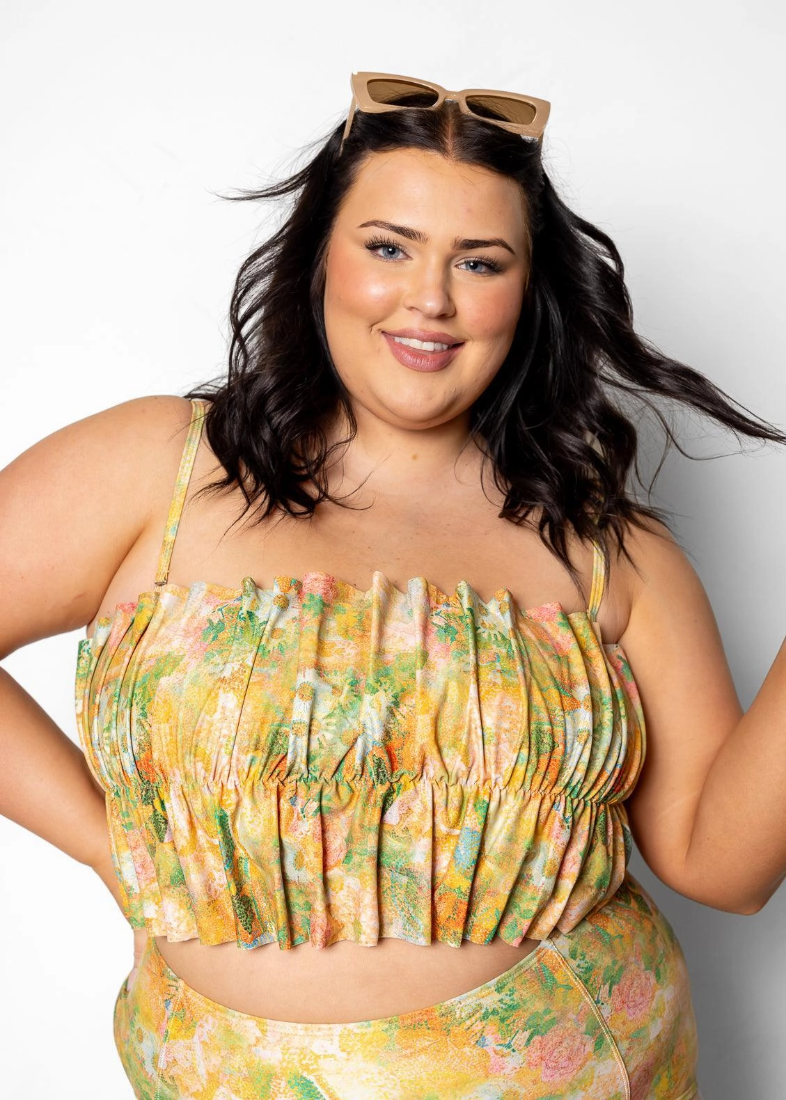 Wonderland Floral | Oversized Ruffle Top tankini swim tops, adjustable bikini tops