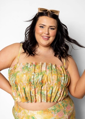 Wonderland Floral | Oversized Ruffle Top tankini swim tops, adjustable bikini tops