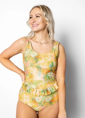 Wonderland Floral | Skirted One-Piece tankini swim tops, adjustable bikini tops