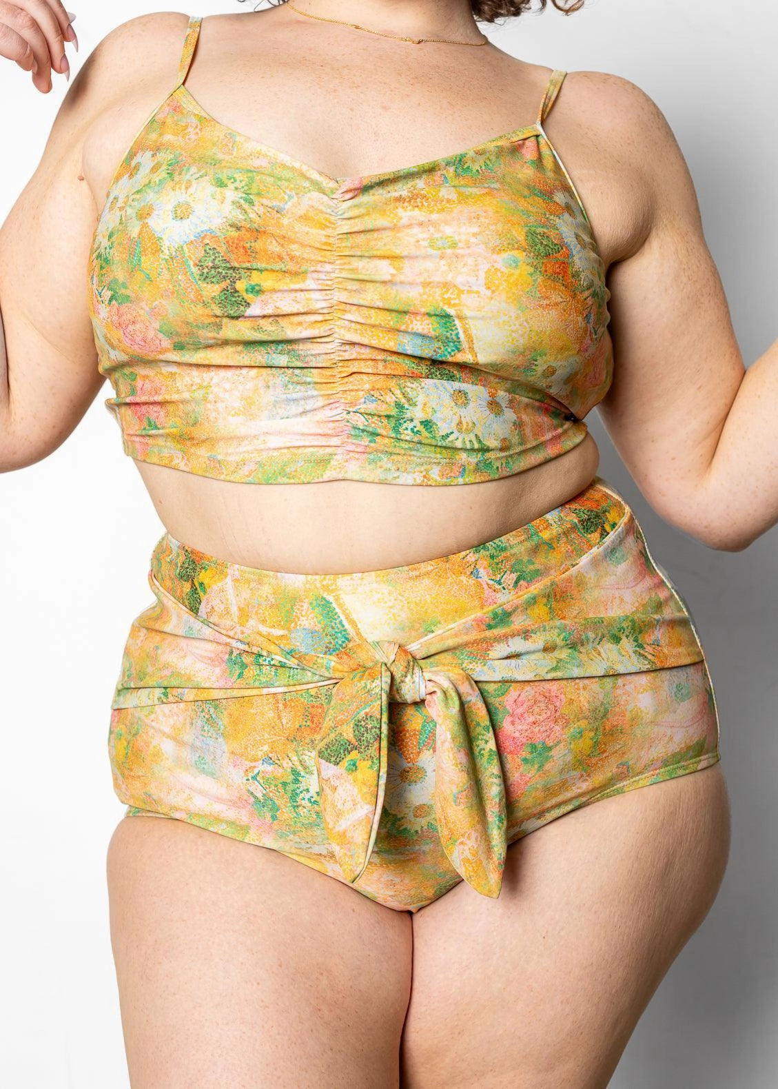 Wonderland Floral | Tie-Up-Front Bottoms elastic waistband swim bottoms, mix-and-match bikini bottoms