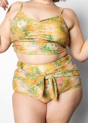 Wonderland Floral | Tie-Up-Front Bottoms elastic waistband swim bottoms, mix-and-match bikini bottoms