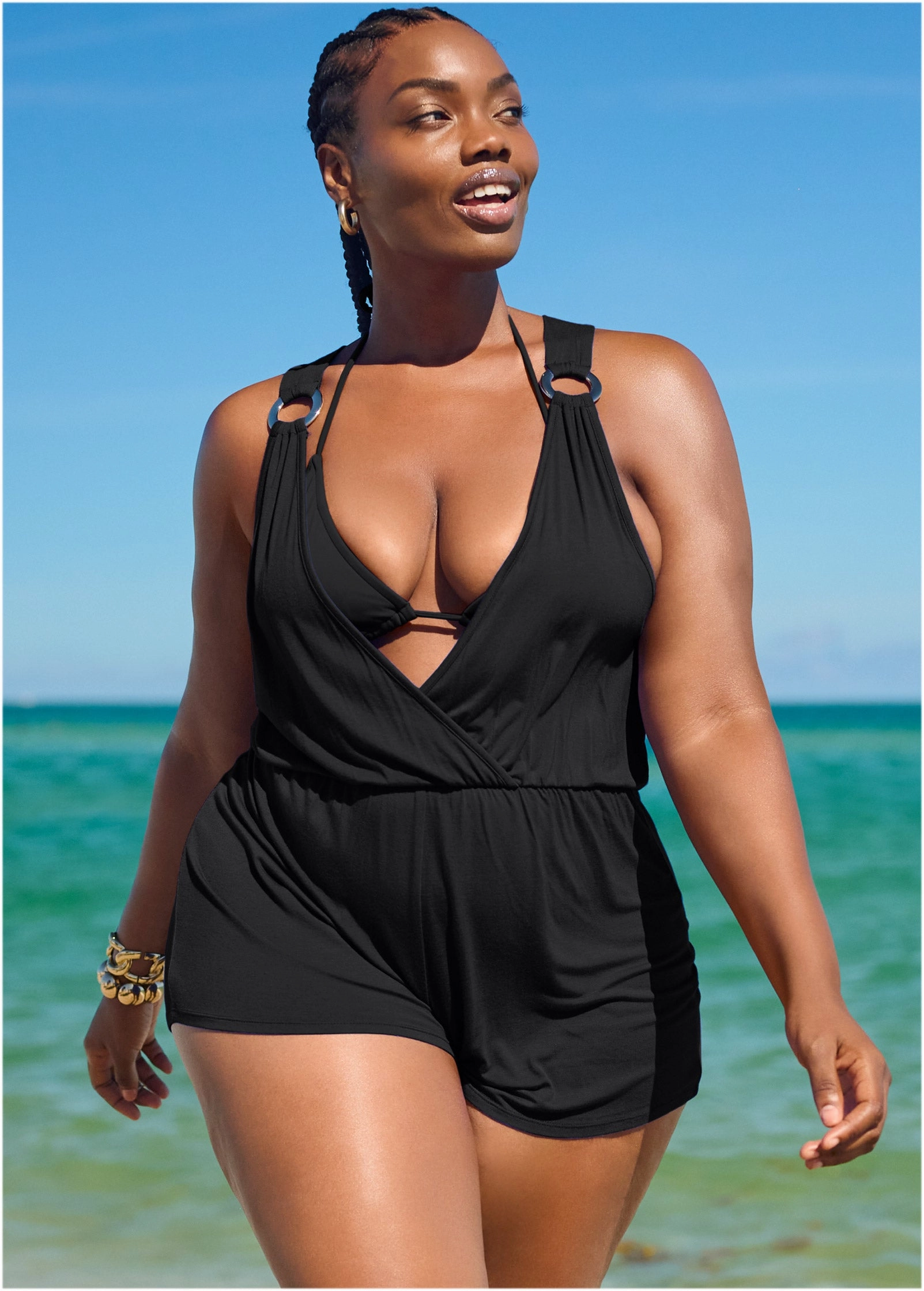 Wrap Romper Cover-Up - Black Beauty