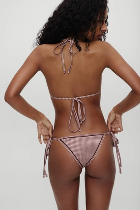 x BELLA HADID Mackenzie String Bikini Bottom - Dream Gingham womens printed swimsuits, beach ready swimwear ladies