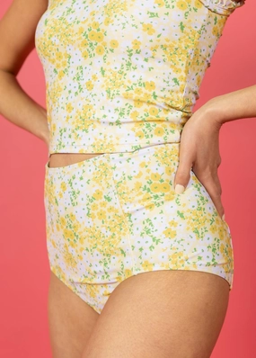 Yellow Meadow | High-Waisted Bottoms elastic waistband swim bottoms, mix-and-match bikini bottoms
