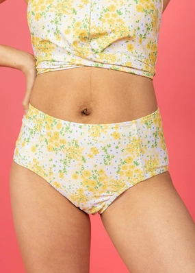 Yellow Meadow | Mid-Rise Bottoms elastic waistband swim bottoms, mix-and-match bikini bottoms