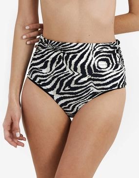 Zebra Chara Bikini Pant - Brown and White adjustable swim bottoms women, flattering bikini bottoms