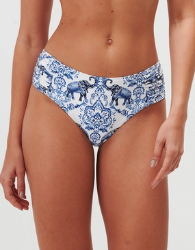 Zuri Gathered Side Bikini Pant - Porcelain adjustable swim bottoms women, flattering bikini bottoms